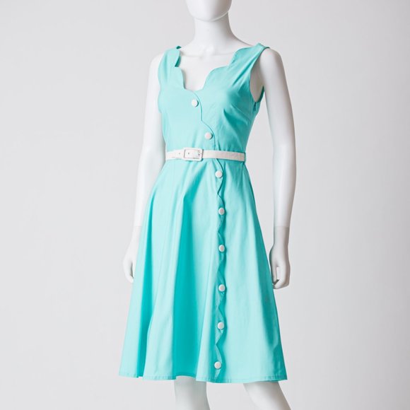 VooDoo Vixen Aqua pinup summer swing dress NWOT - Picture 1 of 10